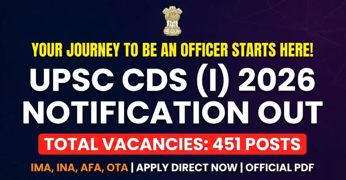 UPSC CDS 1 2026 Notification 451 Posts Apply Direct