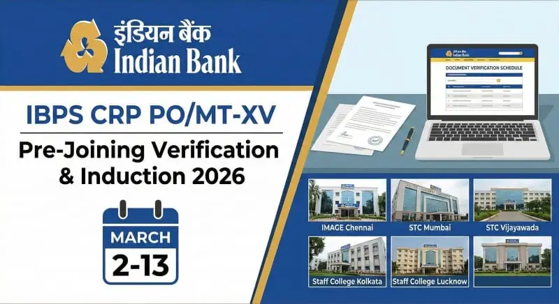Indian Bank PO SO Pre Joining DV Schedule 2026