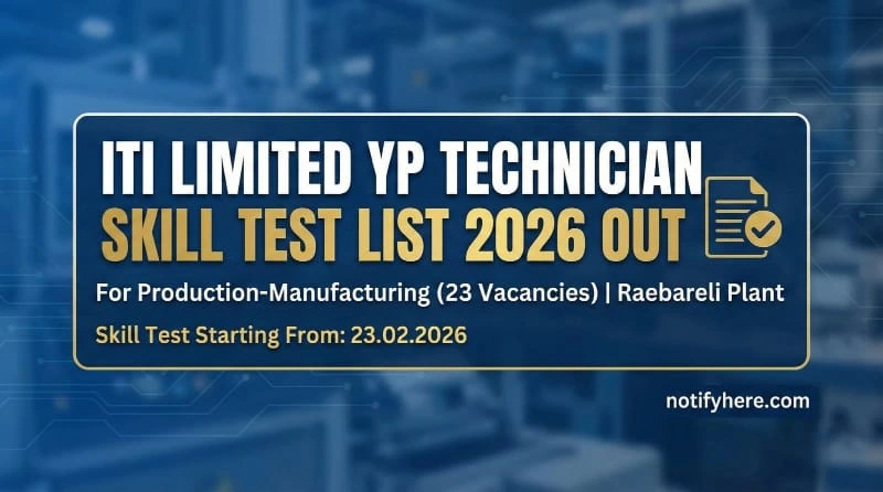 ITI Limited YP Technician Skill Test List 2026