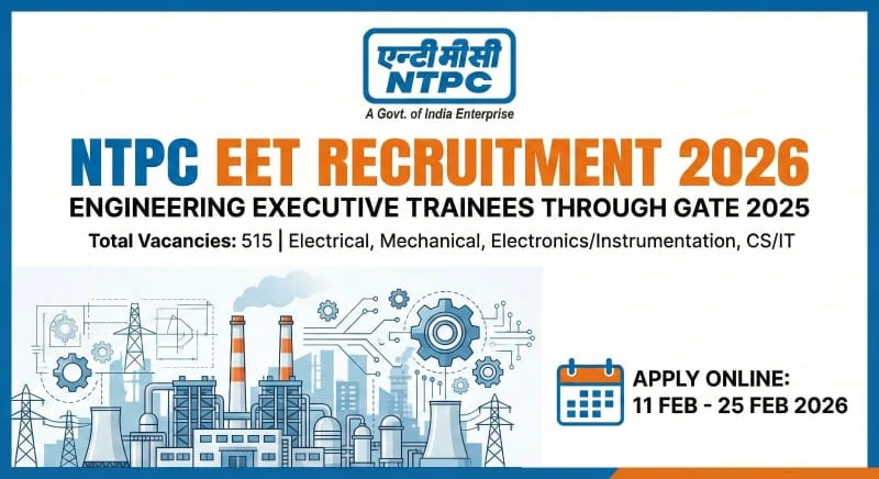 NTPC EET Recruitment 2026 through GATE Official Apply Link