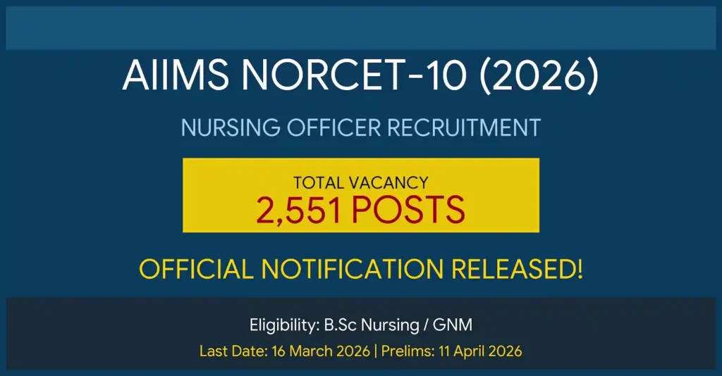 AIIMS NORCET 10 Nursing Officer 2026 Recruitment Vacancy