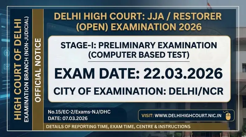 DHC JJA Preliminary Exam 2026 Official Admit Card Link