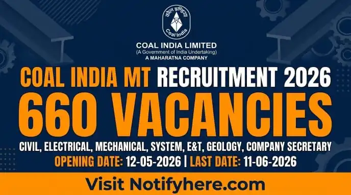 Coal India MT 2026 CBT E-1 Grade Notification