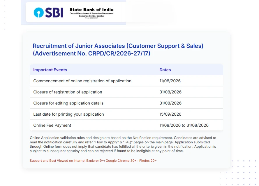 SBI careers website
