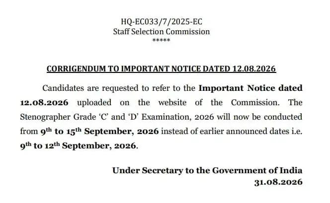 SSC Exam City 2026 Exam