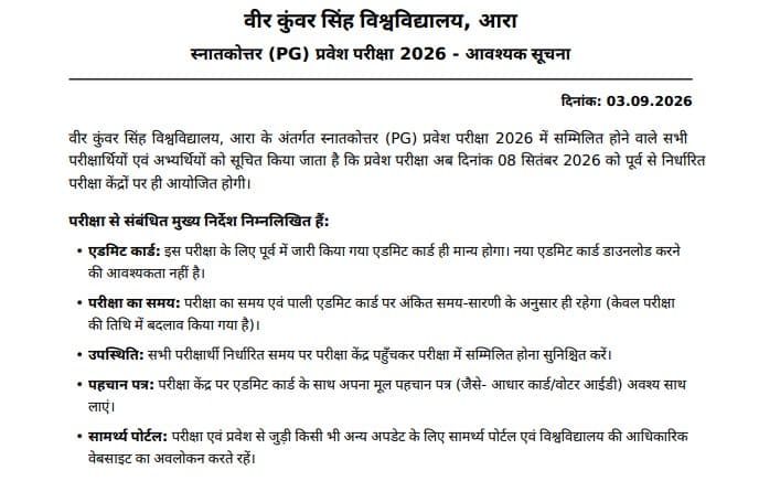 VKSU PG Admit Card 2026