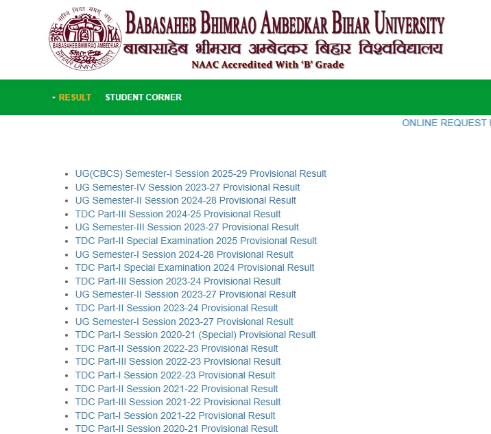 brabu UG Semester-V Session 2023-27 Provisional Result