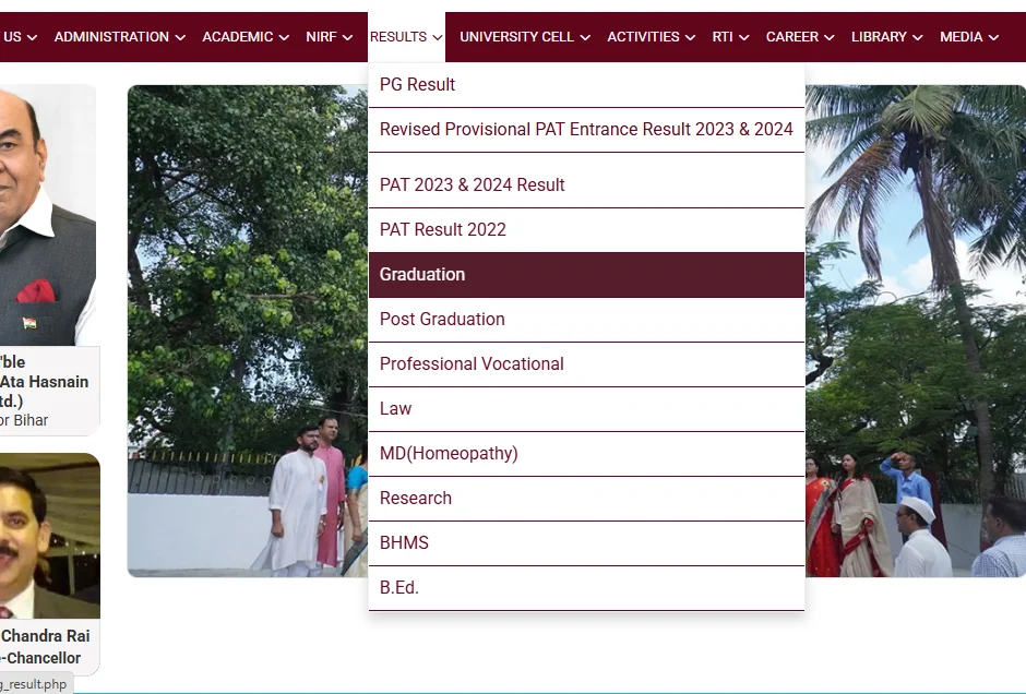 visit the official BRABU result website