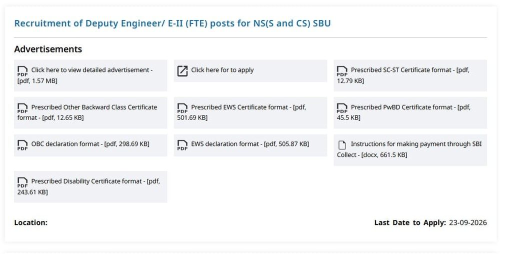 BEL Deputy Engineer Latest Recruitment 2026