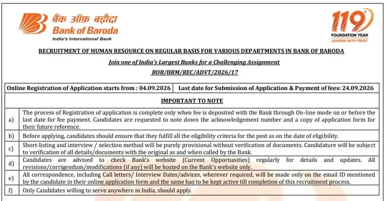Bank of Baroda 1100 posts online application link