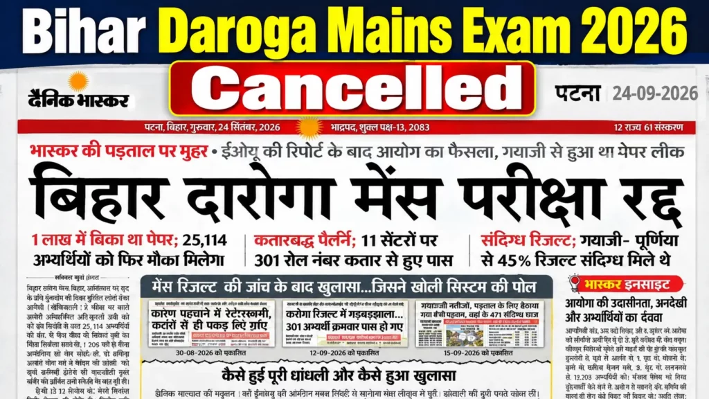 Bihar Daroga Mains Exam 2026 Cancelled