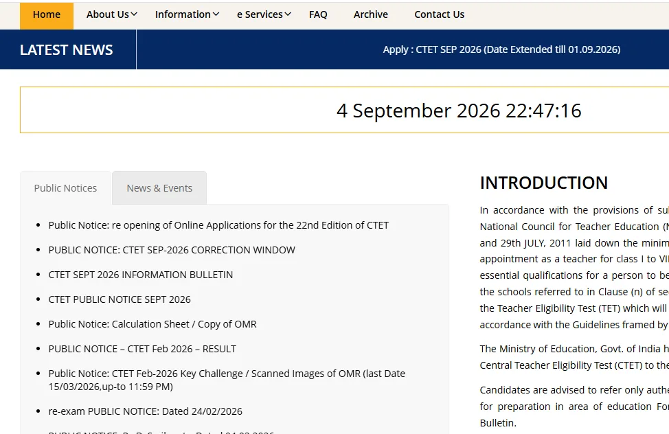 Go to the official website of the Central Teacher Eligibility Test at ctet.nic.in.