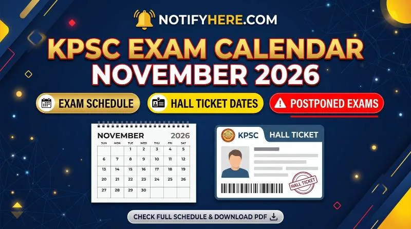 KPSC Exam Calendar November 2026