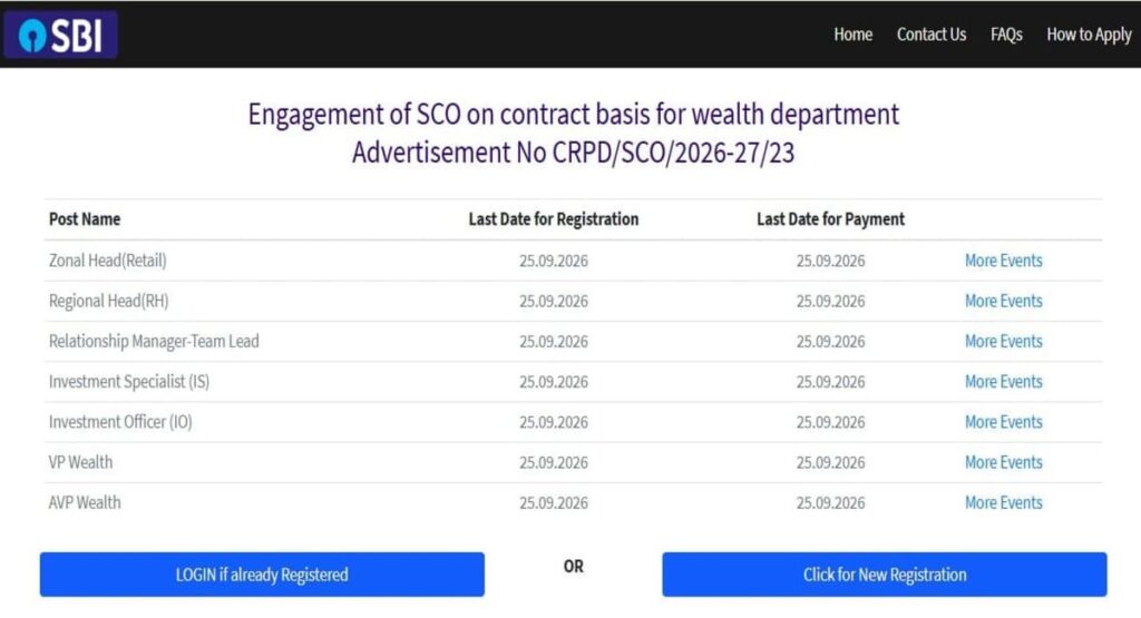 SBI Specialist Cadre Officer Recruitment 2026-27
