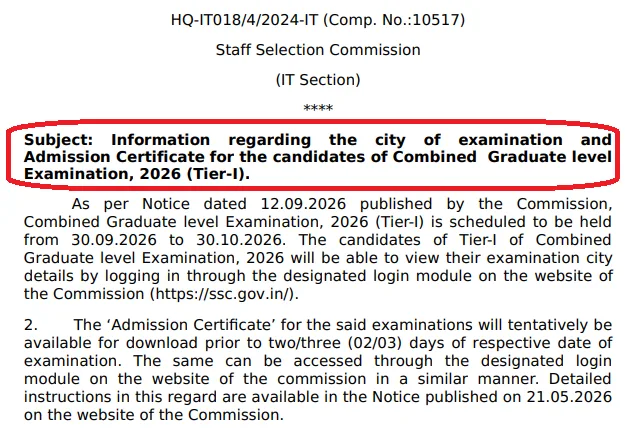 SSC CGL Exam Date 2026