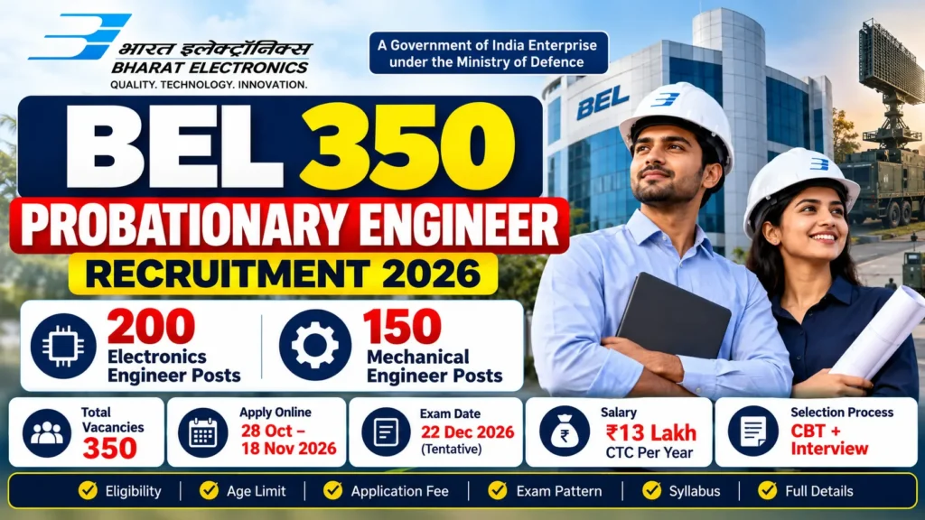 BEL 350 Probationary Engineer Vacancy 2026