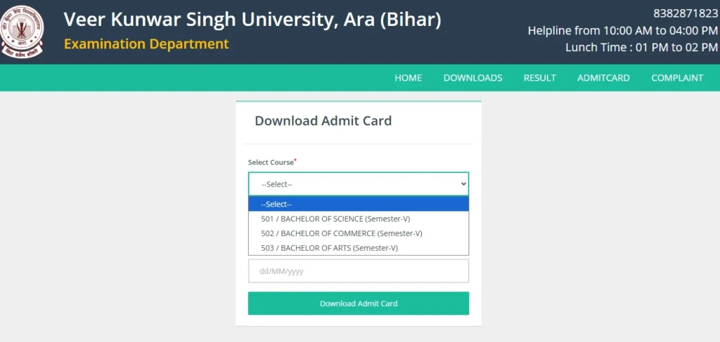 How to Download VKSU Semester 5 Admit Card 2026