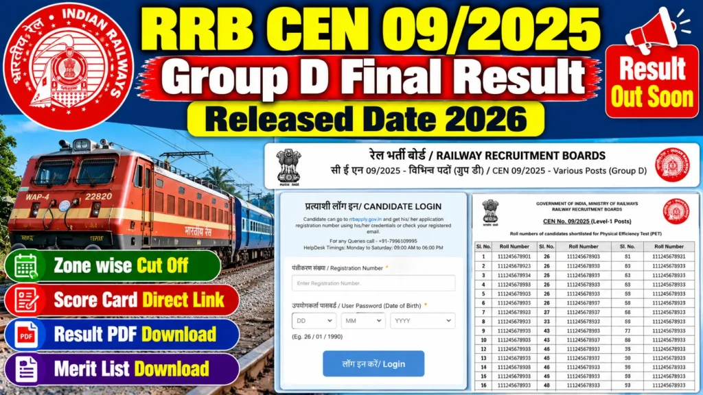 RRB CEN 09/2025 Group D Final Result