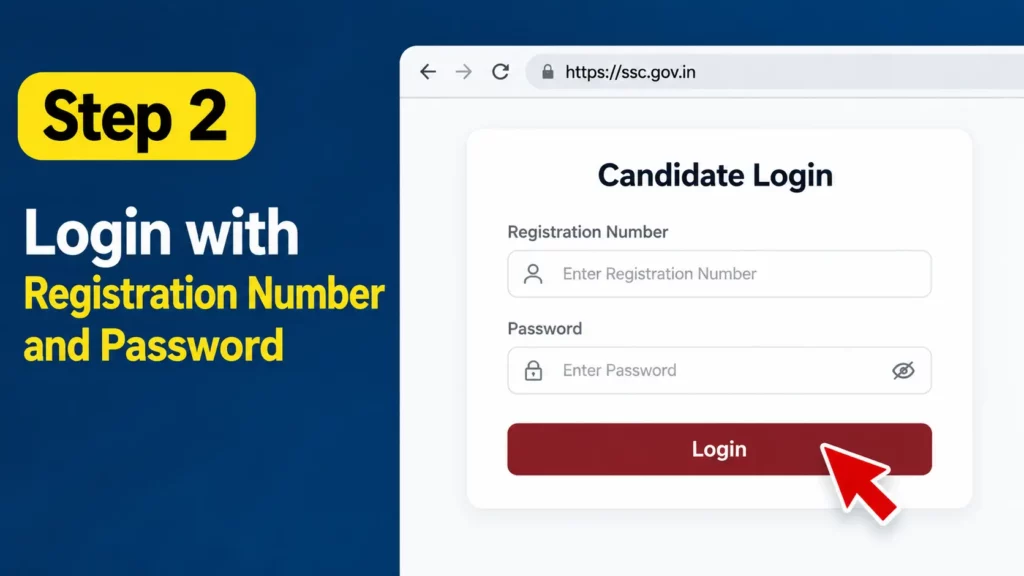 On the homepage, find the login option and open the candidate login section.