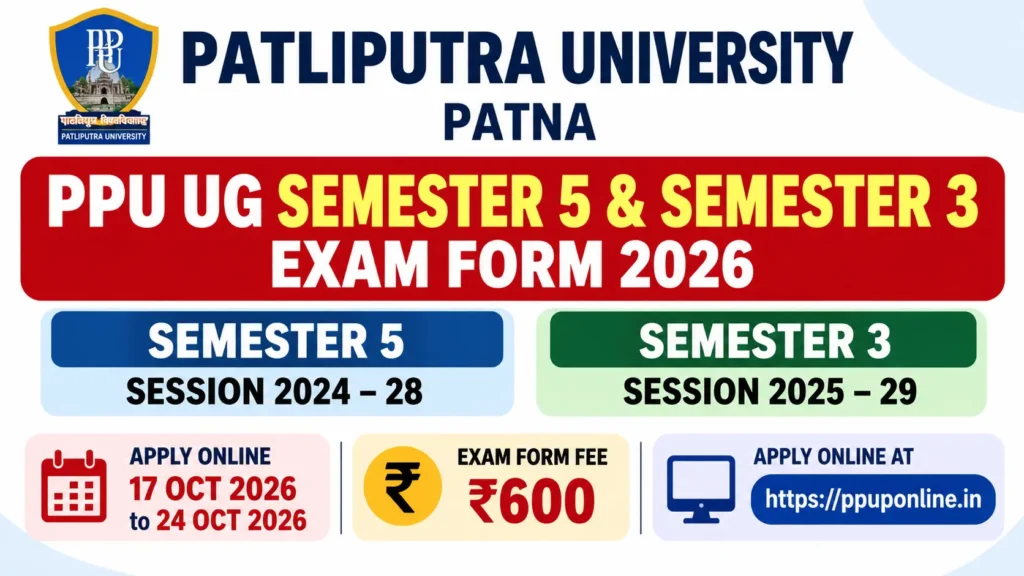PPU UG Semester 5 & Semester 3 Exam Form 2026