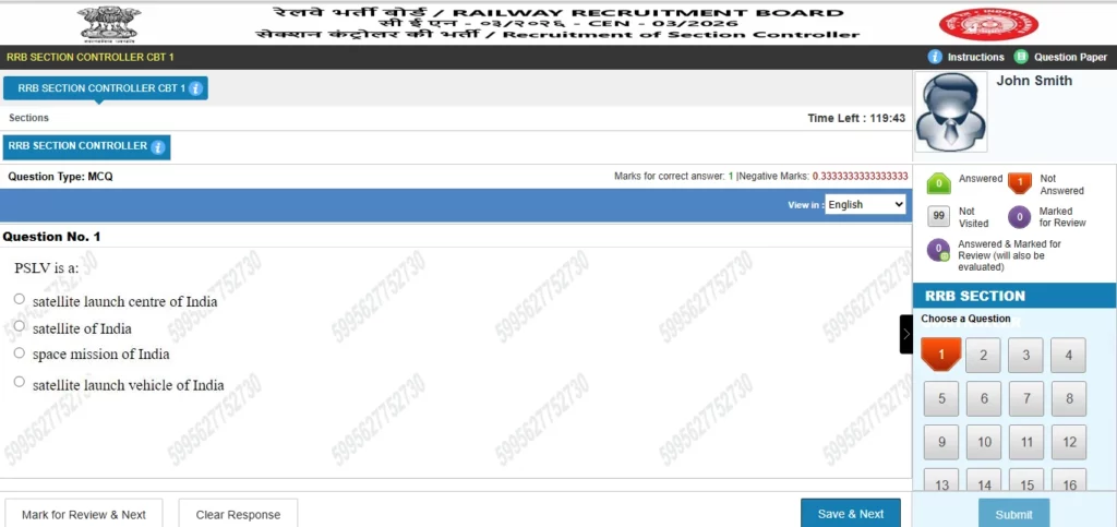 RRB Section Controller Mock Test 2026 Official Link Active